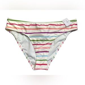 KATE SPADE party stripe Classic Bikini swim bottom size L style S3A375S NWT